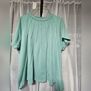 SHEIN Light Green Pleated Short Sleeve Tee